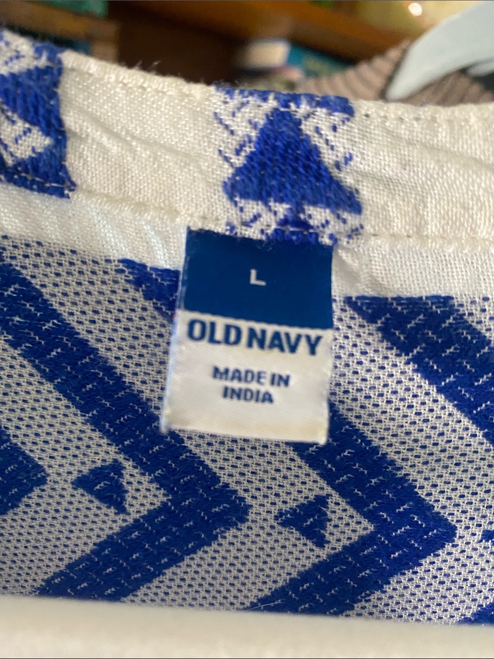 Old Navy Blue & White Geo Print Babydoll Tunic - Picture 2 of 5